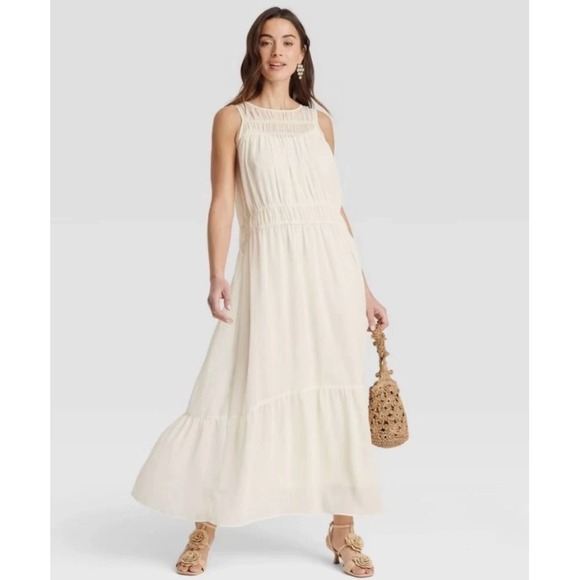 a new day Dresses & Skirts - a new day Sleveeless Sheer Chiffon Maxi Dress Cream Small